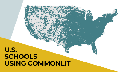 Map of the United States showing schools using Common Lit